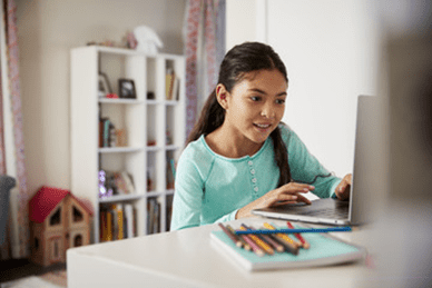 Girl working on PA cyber school curriculum